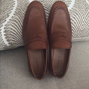 Aldo Brown Leather Loafers Sleek Moccasin-Style